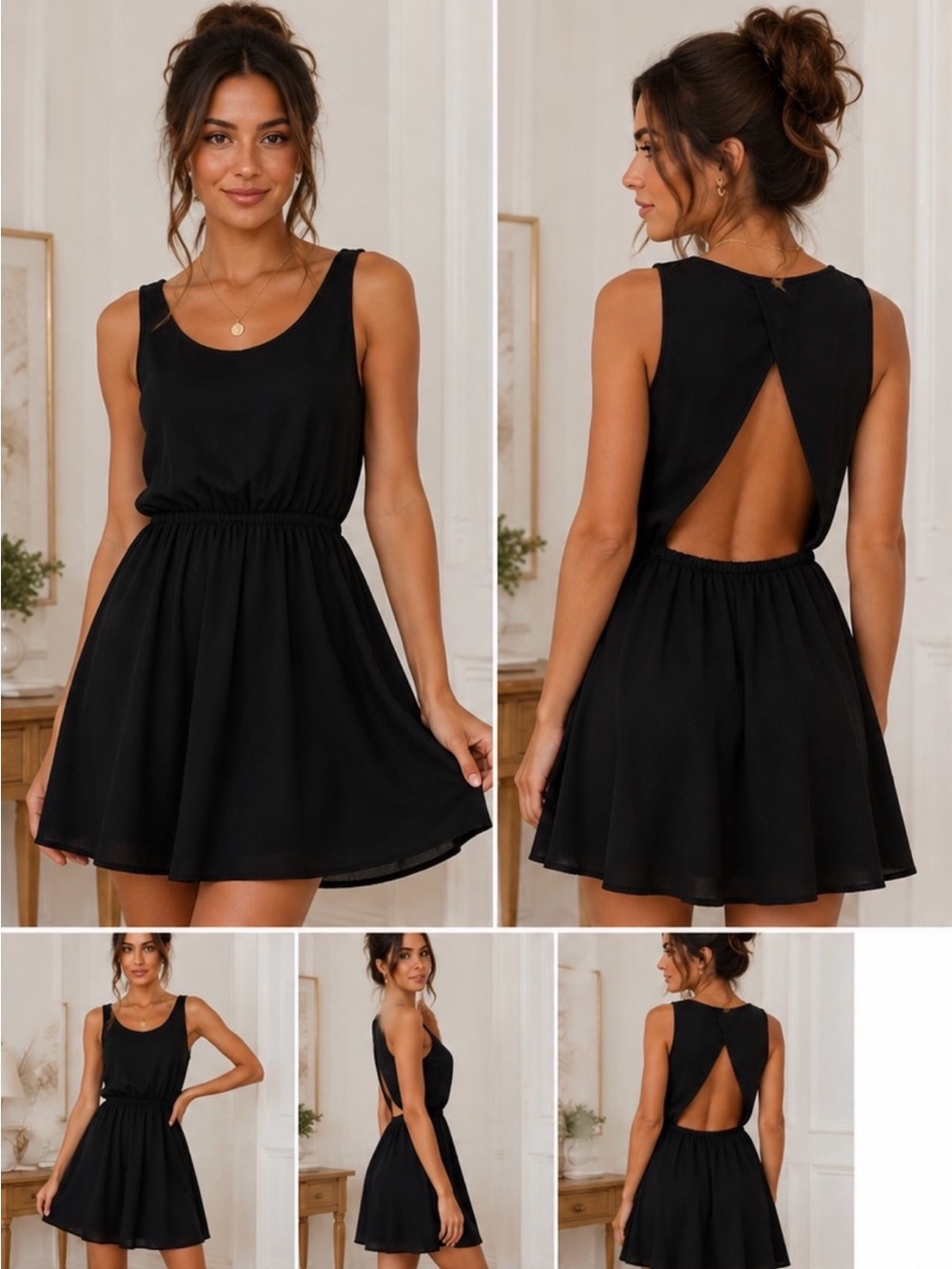 ISSI Black Open-Back Sleeveless Mini Dress